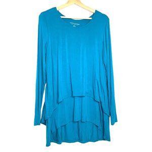 SOFT SURROUNDINGS Women's Aqua Blue Perfect Layers Jersey Knit Top Size Medium